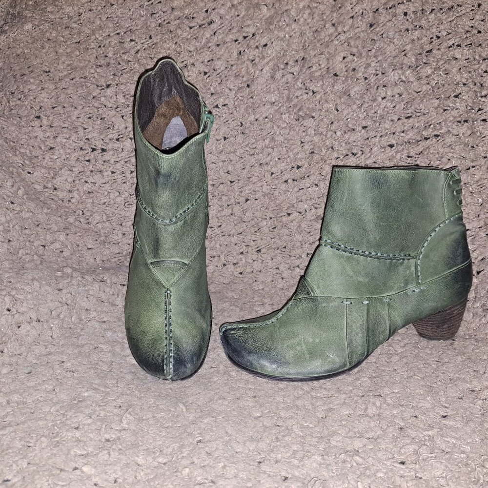 CANAL GRANDE-France-Beate Noce Ankleboot-Forest Green Leather-Side Zip-Sz 39-NM